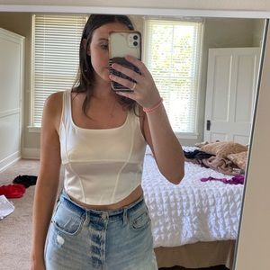 H&M white corset top